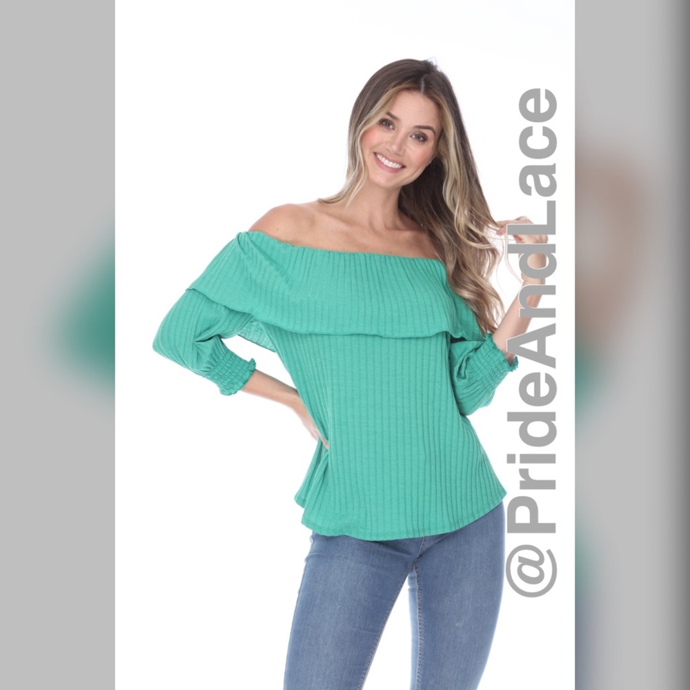 🌴GREEN RUFFLE OFF SHOULDERS TOP🌴